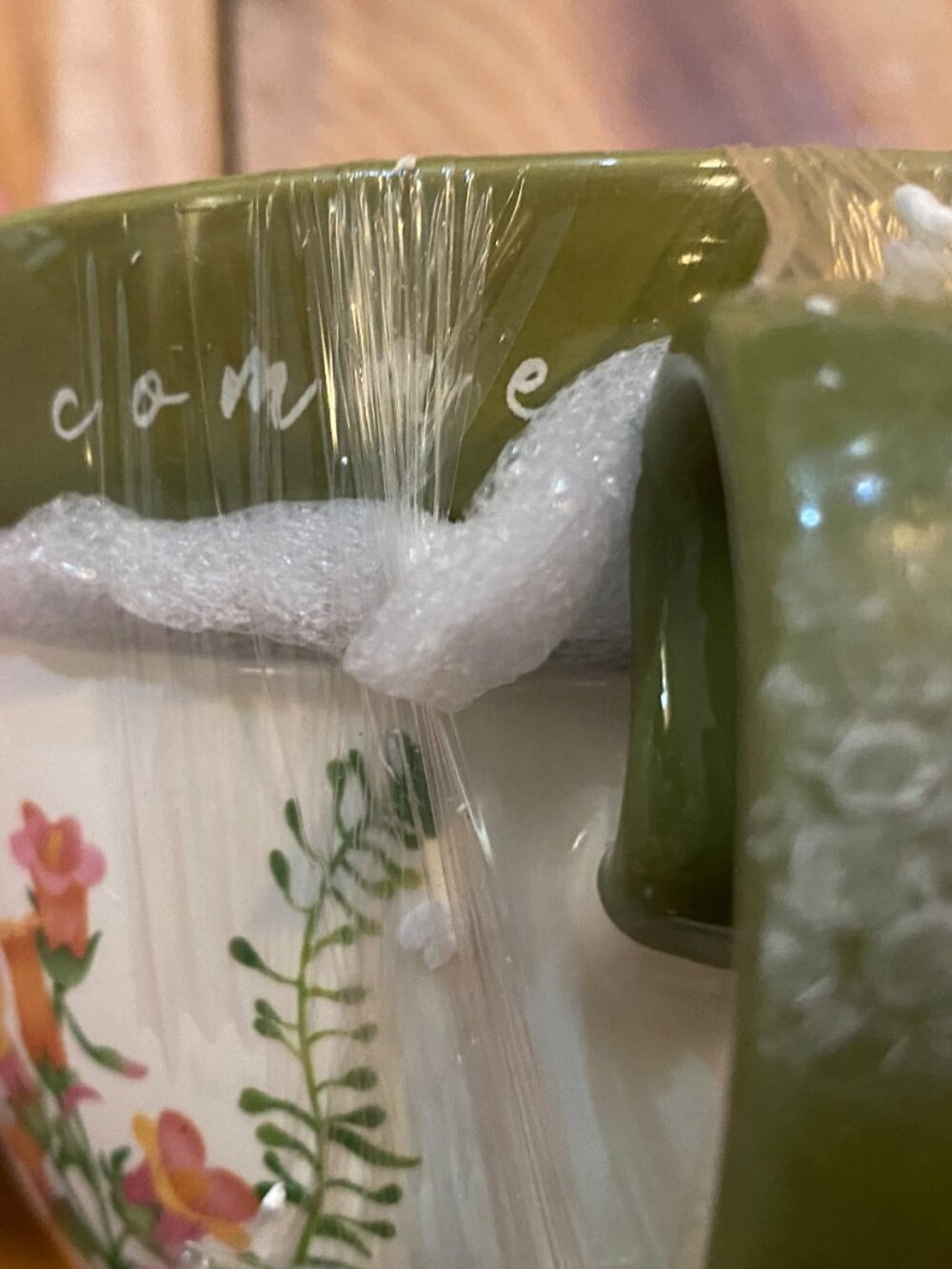 Green floral teacup with lid-NEW! - Picture 12 of 13